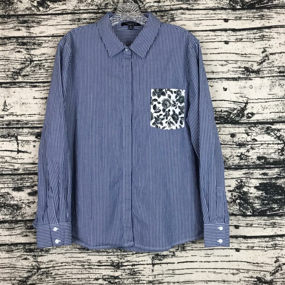 Floral Patchwork Pinstripe Button Down - image 2